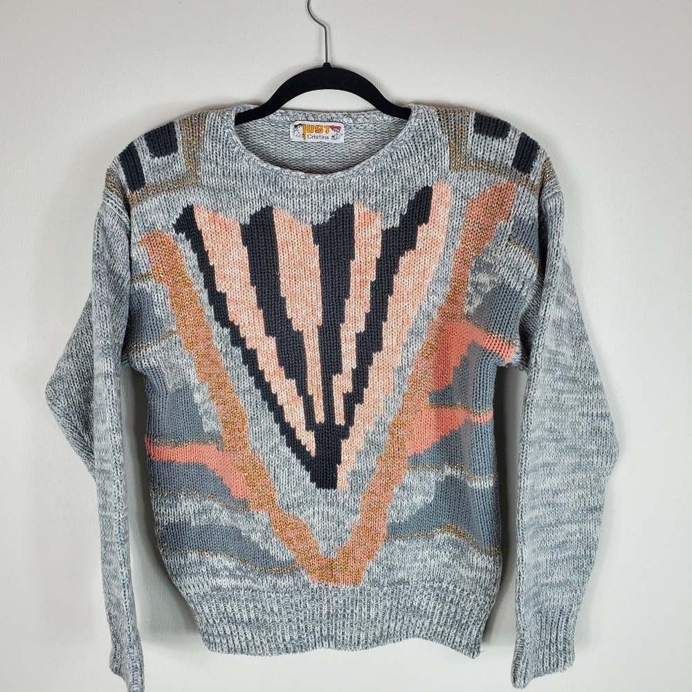 Vintage 1980's Just Christina Graphoc Sweater pink